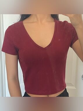 wild fable Red V-Neck Crop Top